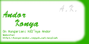 andor konya business card