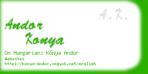 andor konya business card